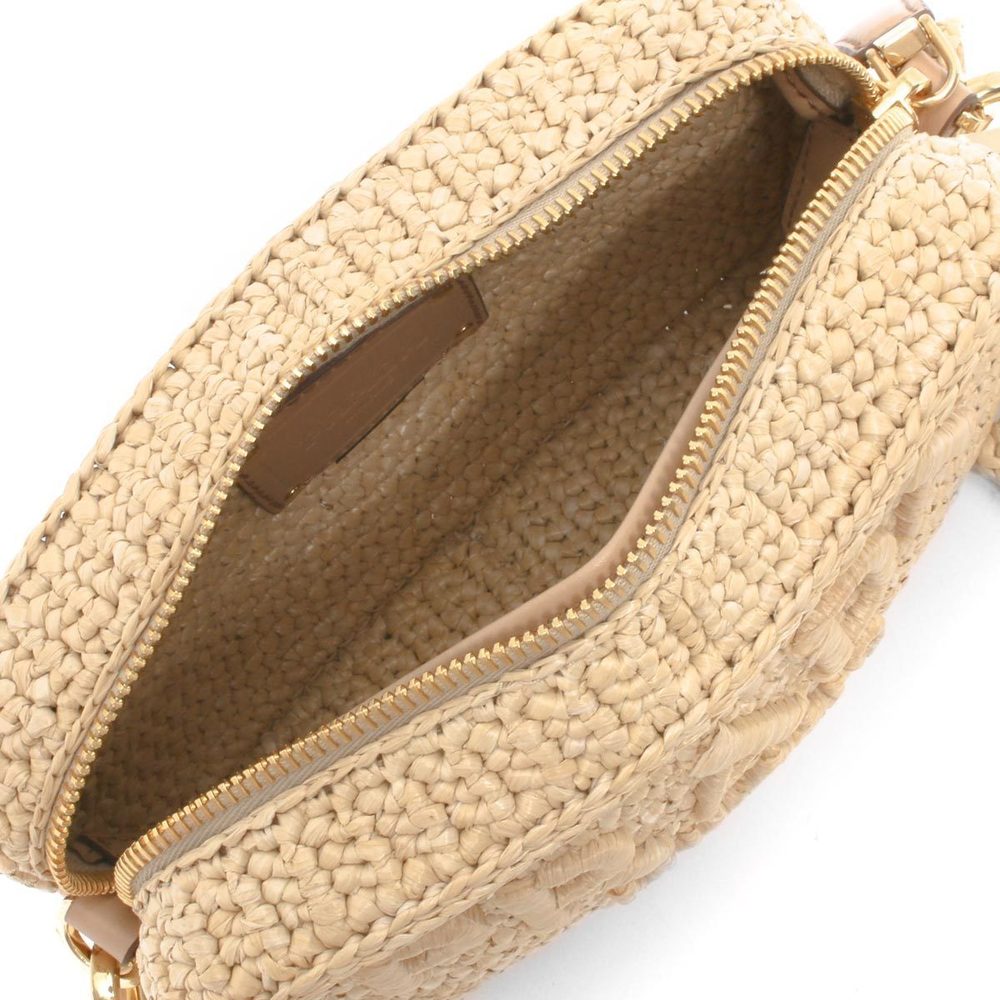 Prada Bag Raffia Clutch Triangle Tan Natural - Picture 4 of 5
